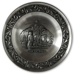 1976 Astri Holthe Norwegian Pewter Christmas Plate, Fishing Boat