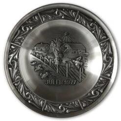 1977 Astri Holthe Norwegian Pewter Christmas Plate, Christmas Sheaf