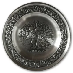 2000 Astri Holthe Norwegian Pewter Christmas Plate, I'm Dreaming Of A White Christmas