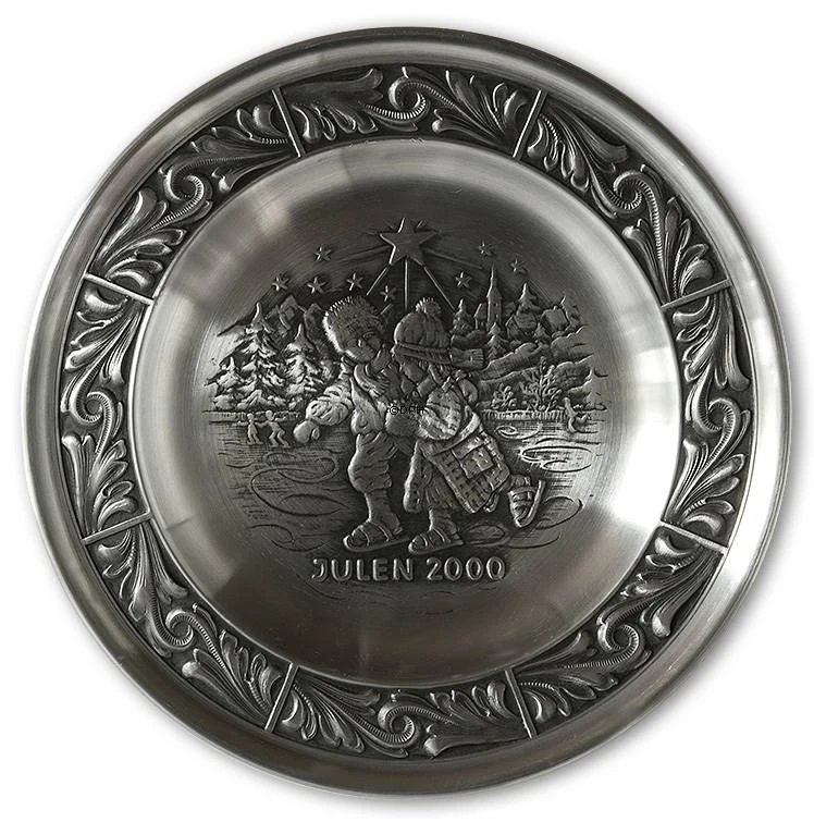 2000 Astri Holthe Norwegian Pewter Christmas Plate, I'm Dreaming Of A White Christmas 3 2000 Astri Holthe Norwegian Pewter Christmas Plate, I'm Dreaming Of A White Christmas