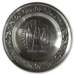 2005 Astri Holthe Norwegian Pewter Christmas Plate, Christmas Pot