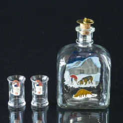 Holmegaard Wiberg Christmas Bottle Including 2 Dram Glasses 1991 -Outlet Rosenthal Store HG1005 a