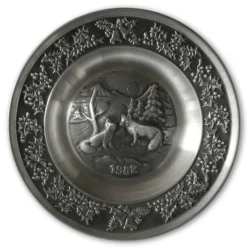 1982 Måstad Pewter Christmas Plate, Foxes