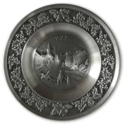 1988 Måstad Pewter Christmas Plate, The Snowcovered Village