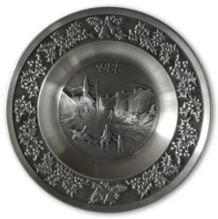 1988 Måstad Pewter Christmas Plate, The Snowcovered Village