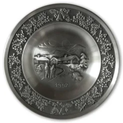 1992 Måstad Pewter Christmas Plate, Snowy Landscape
