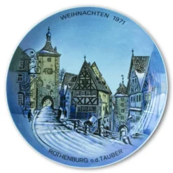 Porzellan Manufaktur München Christmas Plate 1971 Rothenburg O.d. Tauber