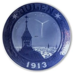 The Tower And Spire On The Marble Church In Copenhagen 1913, Royal Copenhagen Christmas Plate