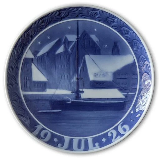 Old Warehouses On Canal In Copenhagen 1926, Royal Copenhagen Christmas Plate