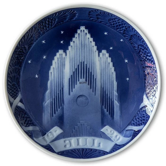The Tower Of The Grundtvig Church 1929, Royal Copenhagen Christmas Plate 3 The Tower Of The Grundtvig Church 1929, Royal Copenhagen Christmas Plate