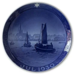 Fishing Vessels On Their Way To Harbour 1930, Royal Copenhagen Christmas Plate