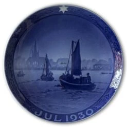 Fishing Vessels On Their Way To Harbour 1930, Royal Copenhagen Christmas Plate