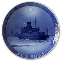 The Ferry Odin Outside Nyborg Harbour 1933, Royal Copenhagen Christmas Plate