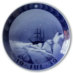 Ship In Sea Ice Near Greenland 1939, Royal Copenhagen Christmas Plate