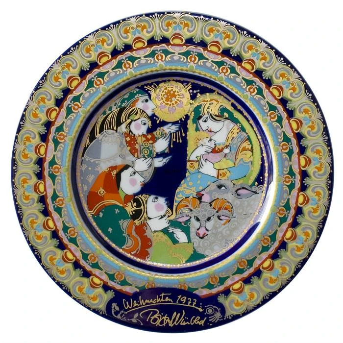 Rosenthal Bjorn Wiinblad Christmas Plate 1977 Shepherds Greet The Newborn King 3 Rosenthal Bjorn Wiinblad Christmas Plate 1977 Shepherds Greet The Newborn King