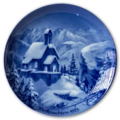 Berlin Design Christmas Plate 1973 Christmas Eve At Wendelstein (German Text)