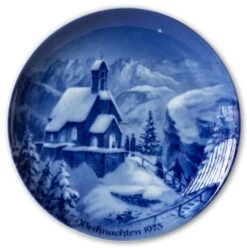 Berlin Design Christmas Plate 1973 Christmas Eve At Wendelstein (German Text)
