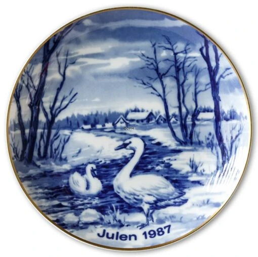 1987 Wallendorf Christmas Plate, Swans
